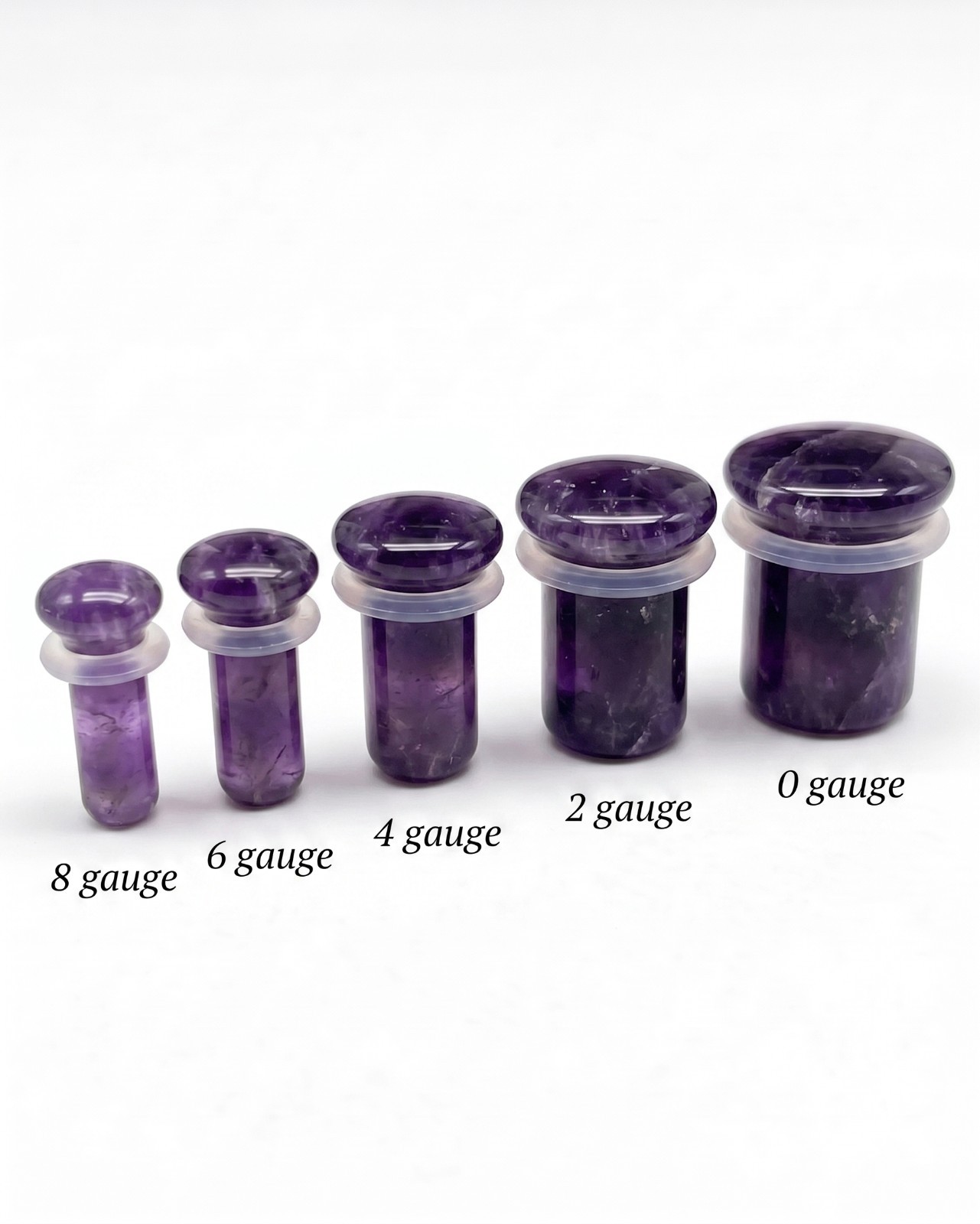 Pair of Single Flare Amethyst Stone Plugs gauges organic Size 8ga to 1 Inch E615