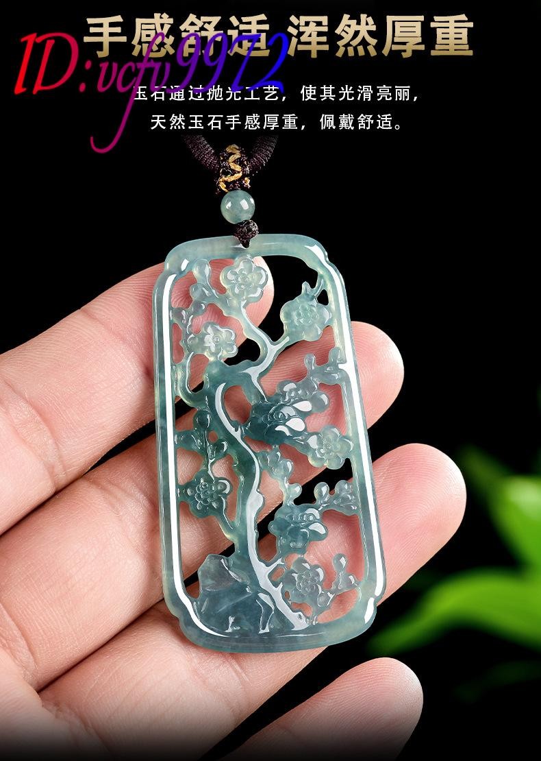 Myanmar Jadeite Flower Pendant Carved Amulet Real Jade Necklace Natural Jewelry