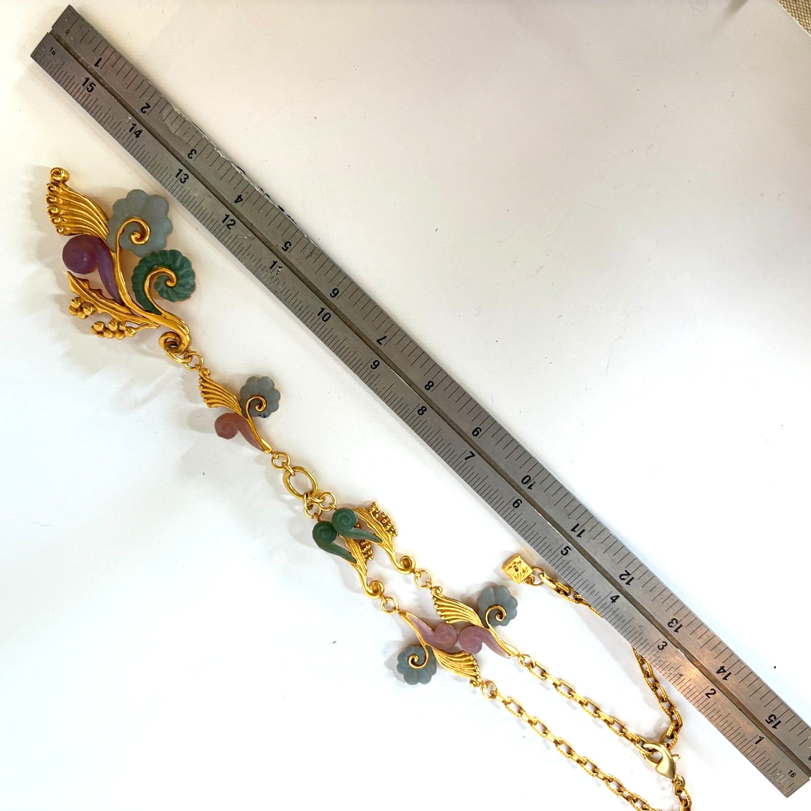 KARL LAGERFELD vintage Necklace Signature Gold & Resin Signed never worn