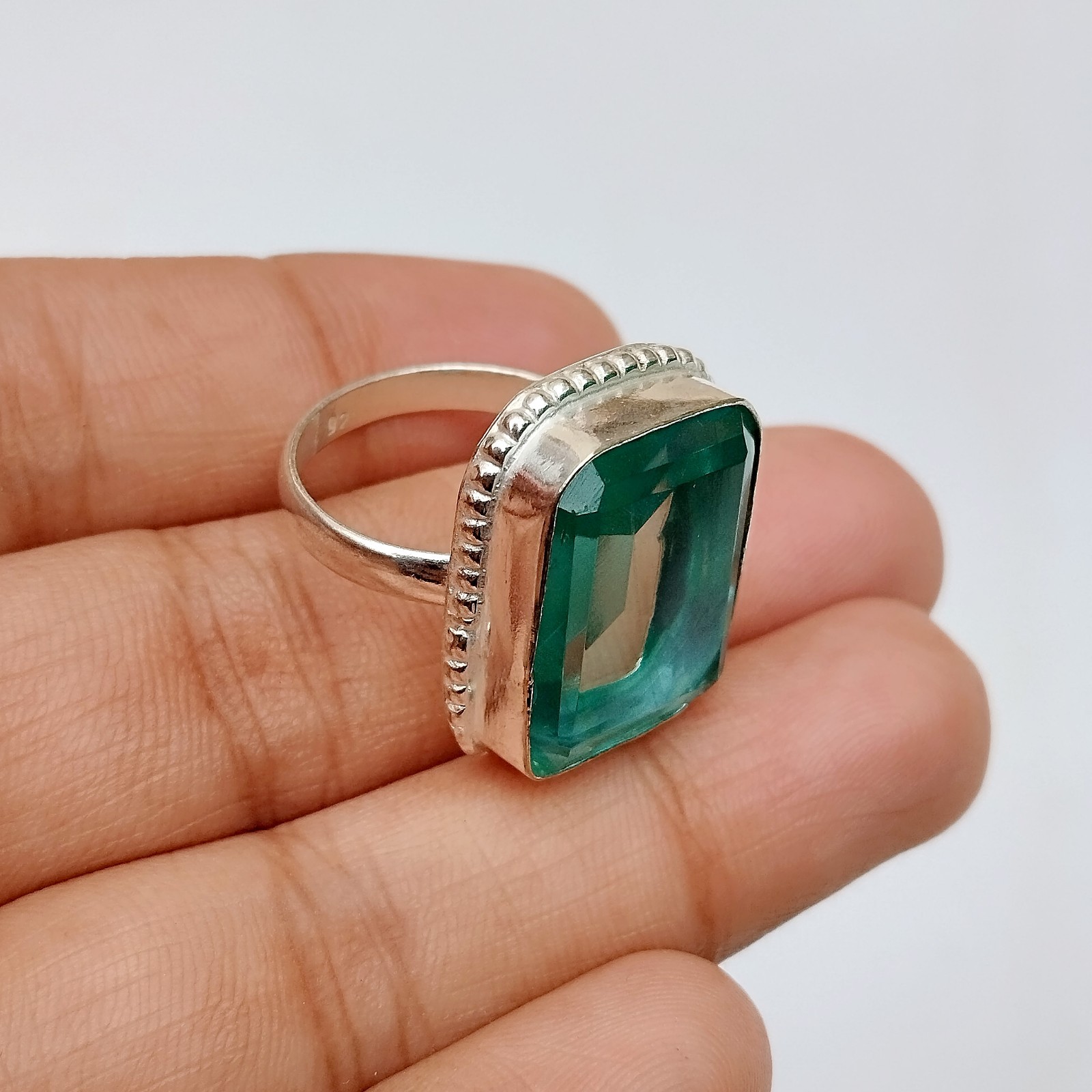 Aquamarine Gemstone 925 Sterling Silver Ring Handmade Jewelry Gift For Her