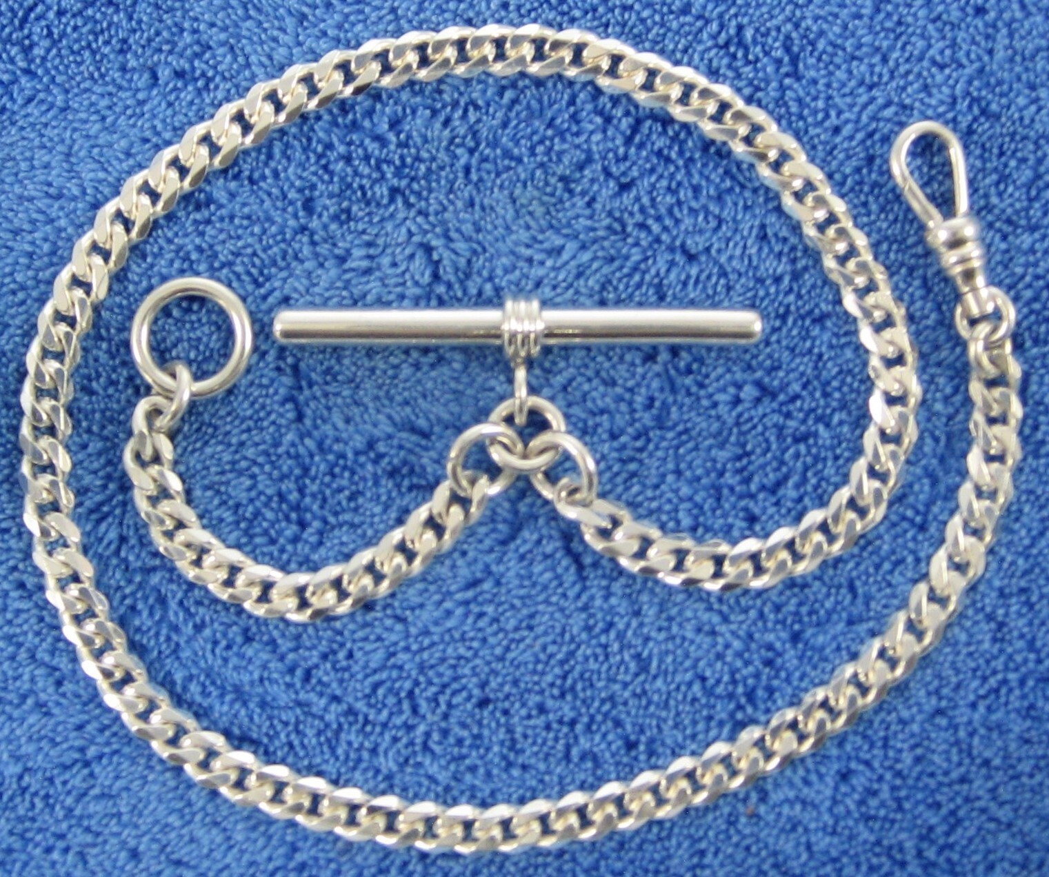 19.5 Grams, Men’s Solid Sterling Silver Albert 13 Inch Pocket Watch Chain