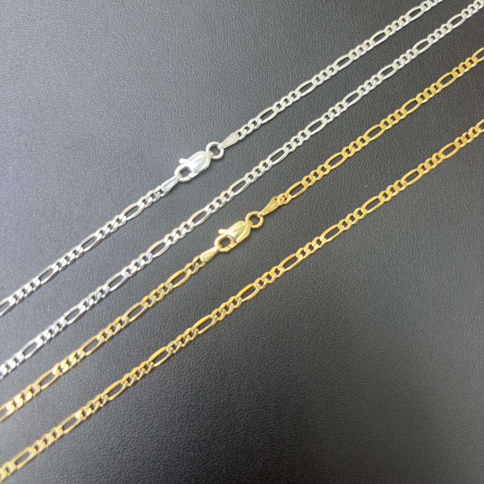 2.5mm Figaro Necklace – 925 Sterling Silver Or 14k Gold Vermeil