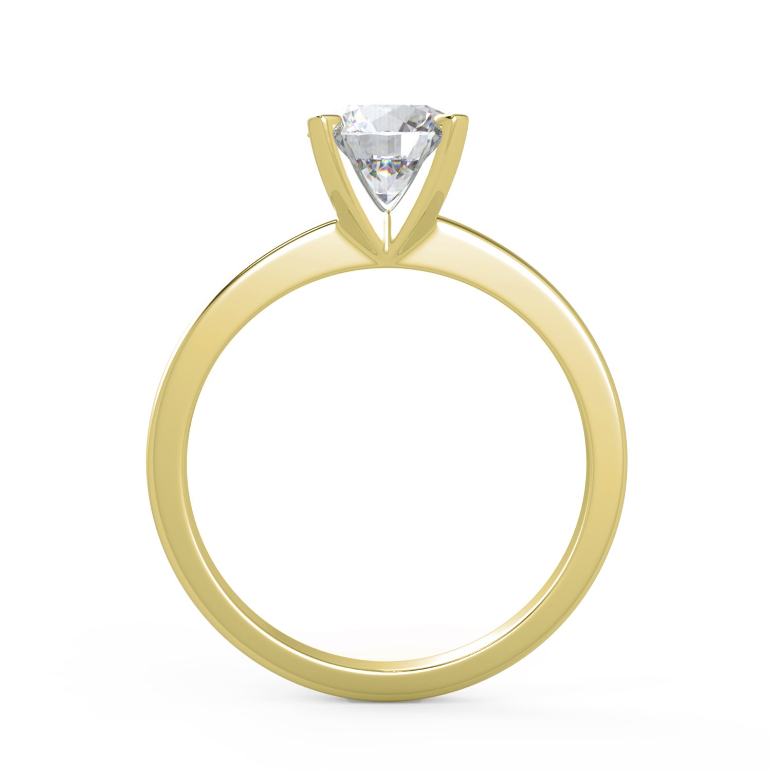 1.06 Ct Round Cut VVS2/F Solitaire Diamond Engagement Ring 14K Yellow Gold