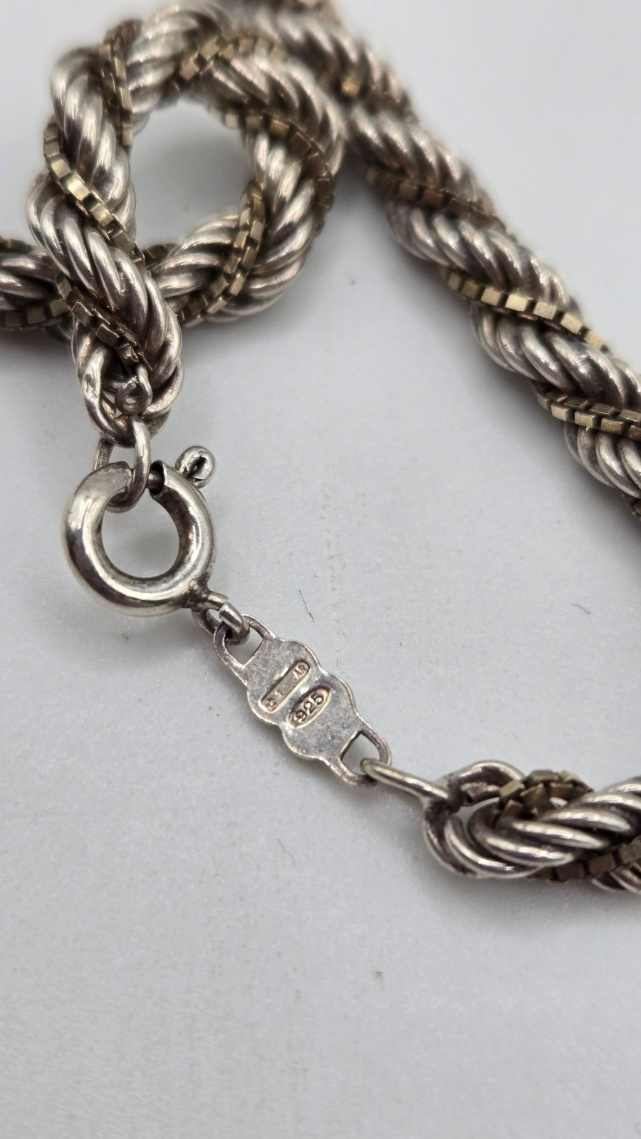 Vintage Italy Jewelry UnoAErre 925 Sterling Silver Box Twist Chain 19 Inch