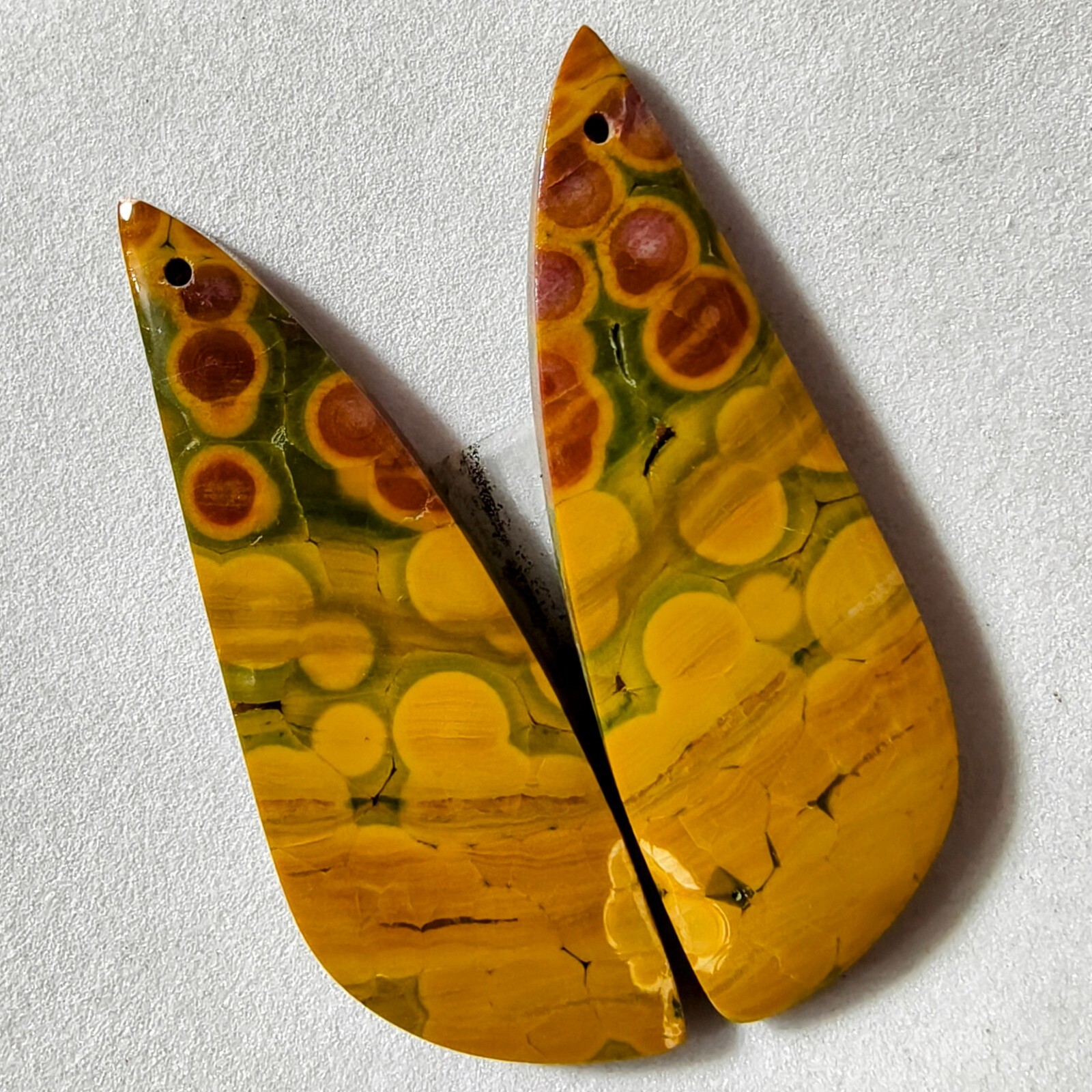 44 Cts Natural Ocean Jasper Drilled Match Pair Cabochon Gemstone 44.3 X 15.2 MM
