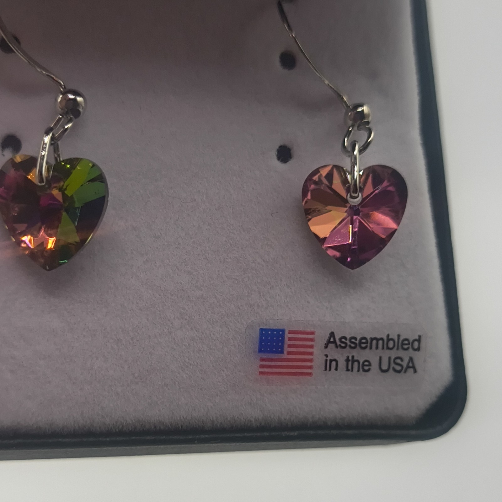 Wheeler Gemstone Multicolor Heart Crystal Dangle Hook Earrings Silver Tone