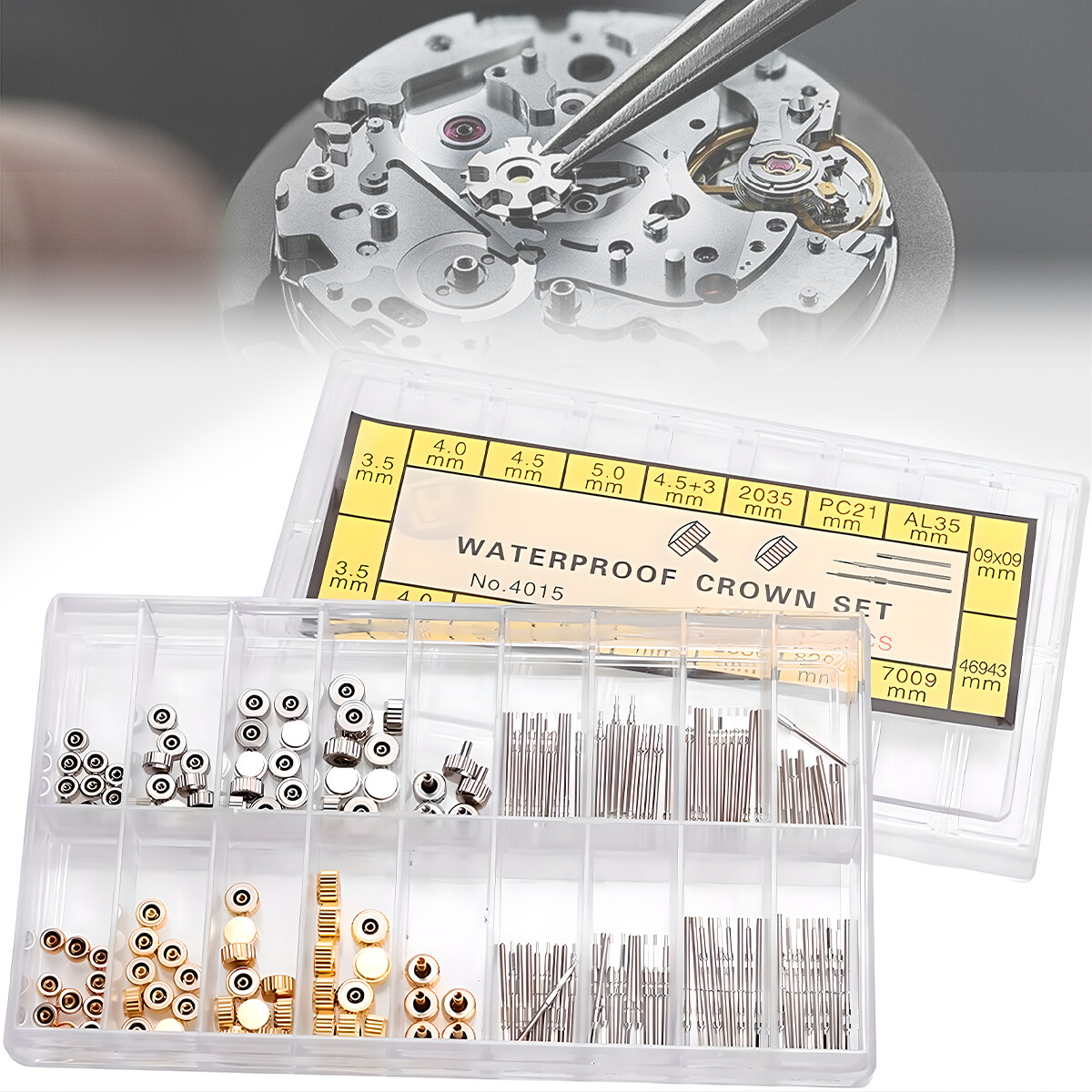 5Pcs Movement Watch Steel Stem Crown Kit Watch of Parts NH35 NH36 NH38 NH39 4R35