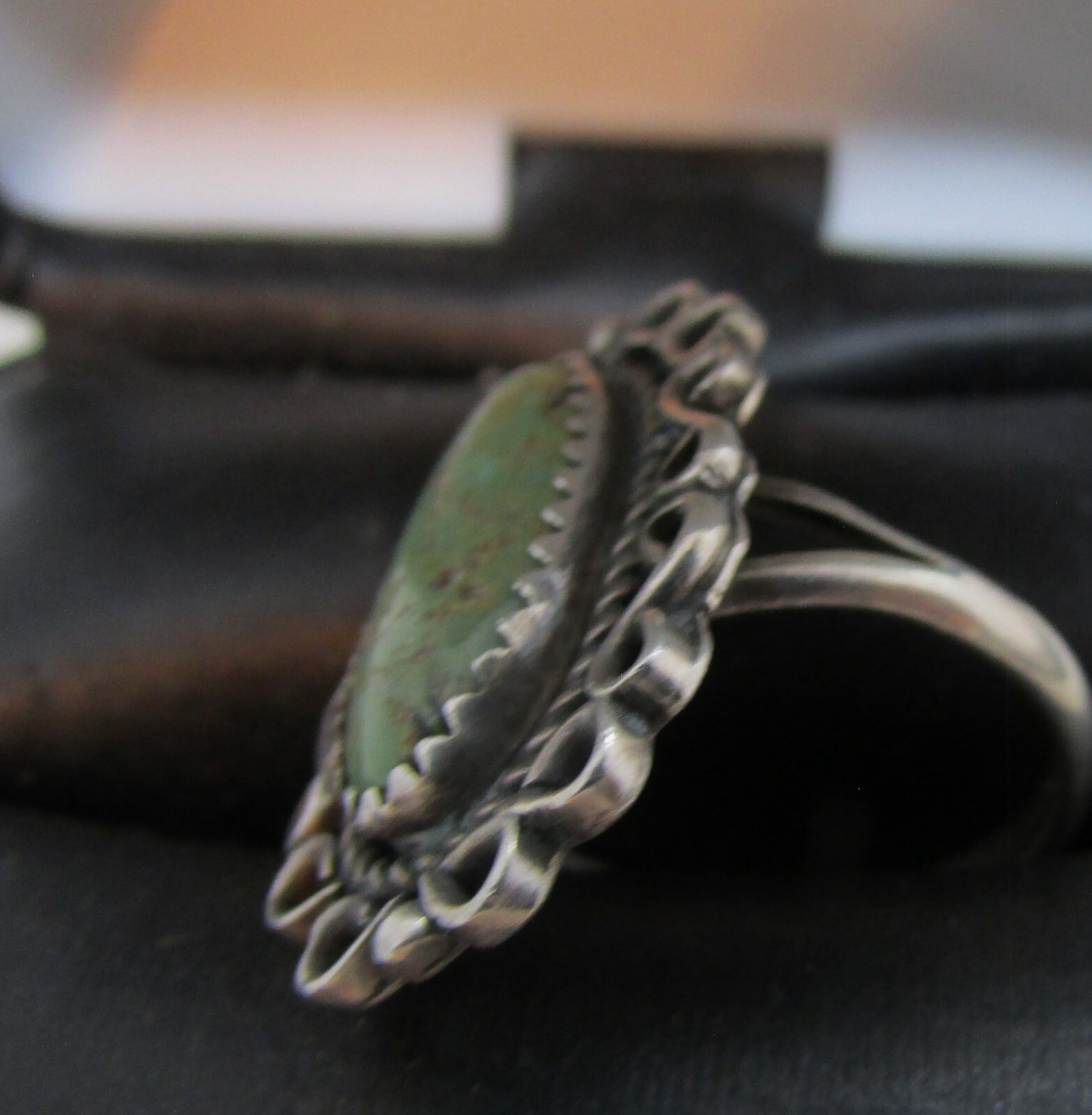 VINTAGE SOUTHWEST N A GREEN TURQUOISE RING SIZE 7.5