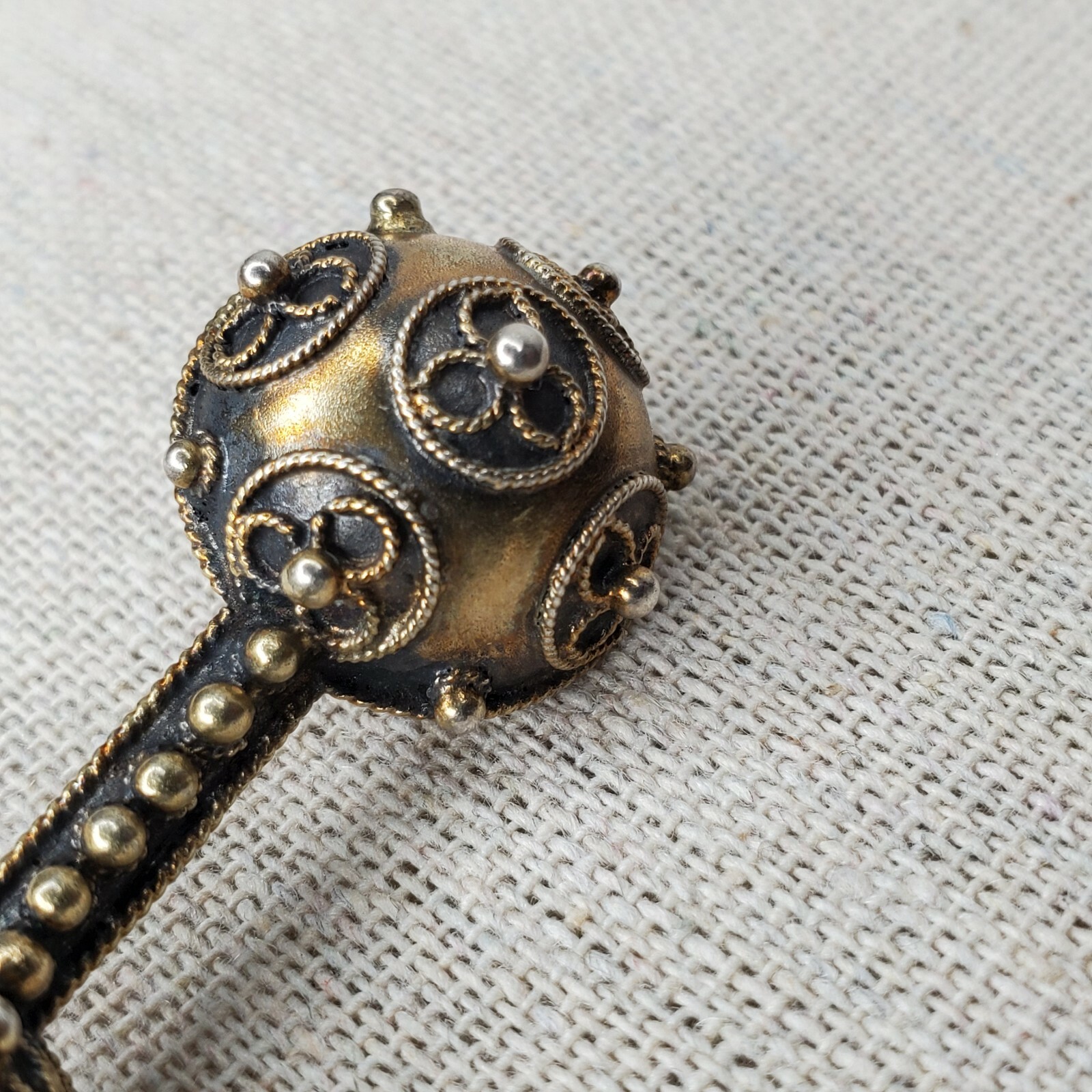 Antique Etruscan Revival Pin Brooch c 1900 Gold Russian Hallmark Granulation