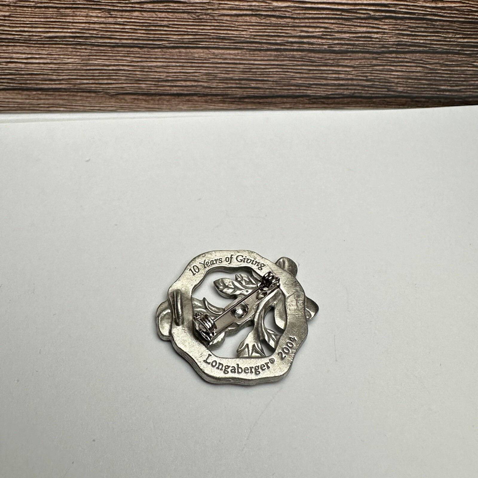 Hope Rose Longaberger 2004 10 Years of Giving Pewter Anniversary Brooch Pin
