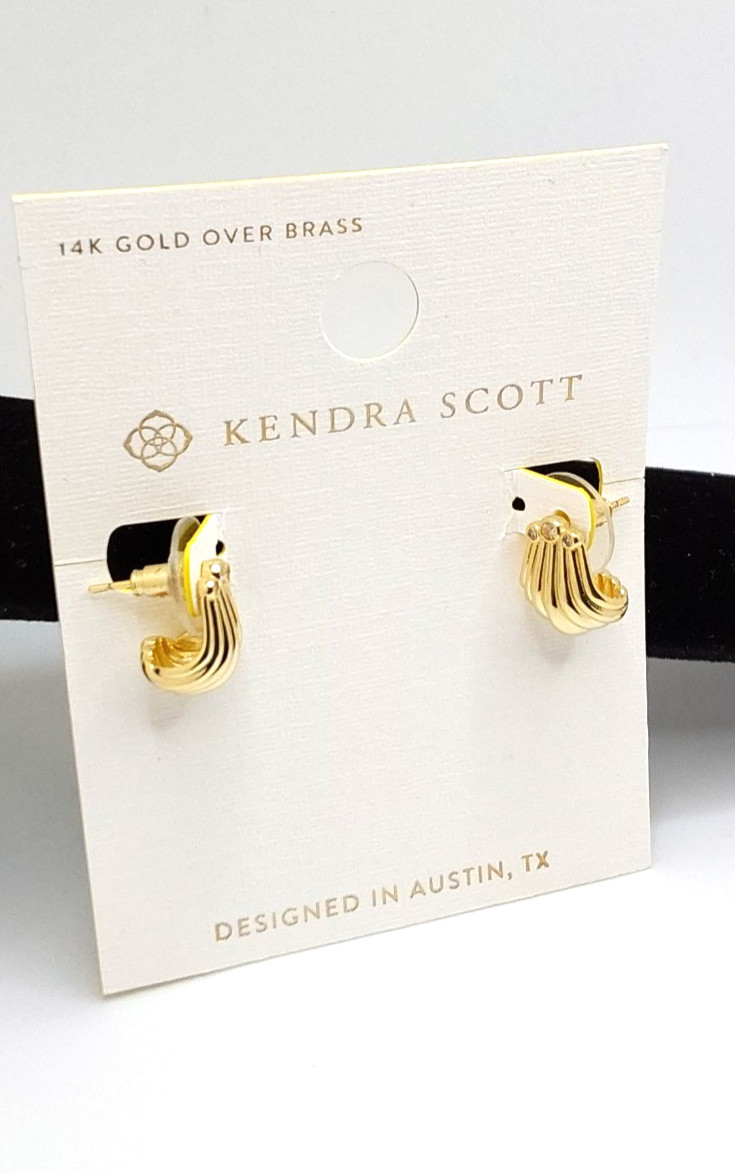 Kendra Scott Isla 14k Over Brass Sculptural Ribbed Fluted Wave Huggie Earrings