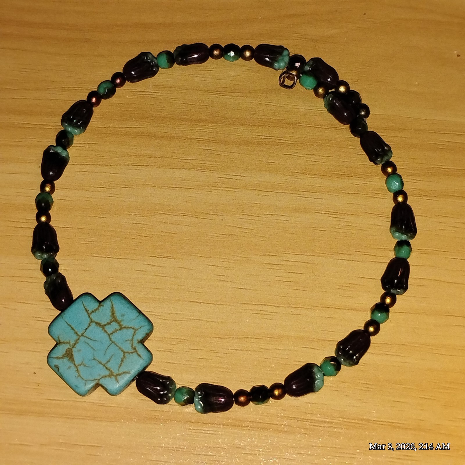 TURQUOISE Cross Pendant & Blue, Brown, & Gold Designer Stones