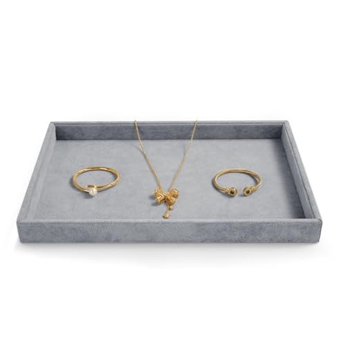 Velvet Flat Jewelry Trays Stackable Jewelry Drawer Organizer Holder for 1 Grid