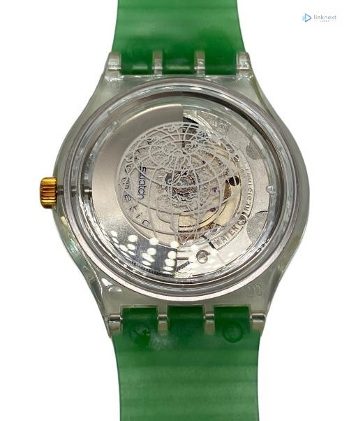 Swatch Automatic Men’s Watch Green Strap Transparent Case