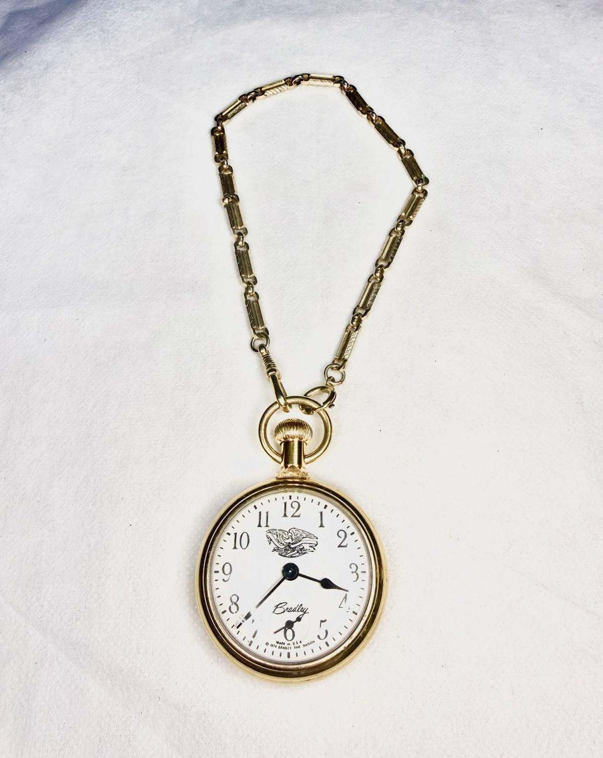 VTG Bradley 1776-1976 Commemorative Pocket Watch Quartz Gold Tone Edition B14435