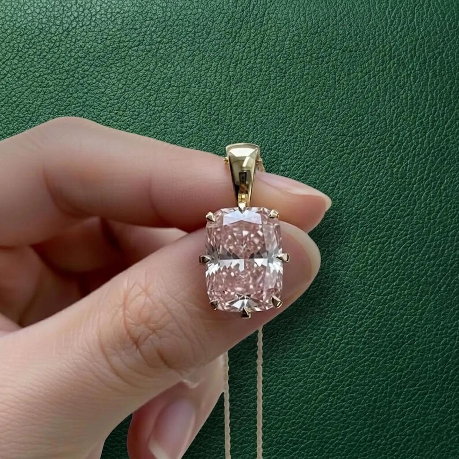 RARE 6.65 Ct Pink Treated Diamond Solitaire Pendant in 925 Silver Certified