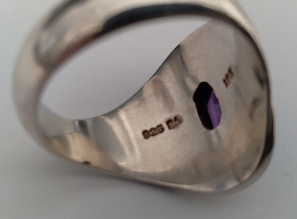 Vintage Suarti BA Amethyst Ring Sterling Silver 18k Gold Oval Gemstone Size 9