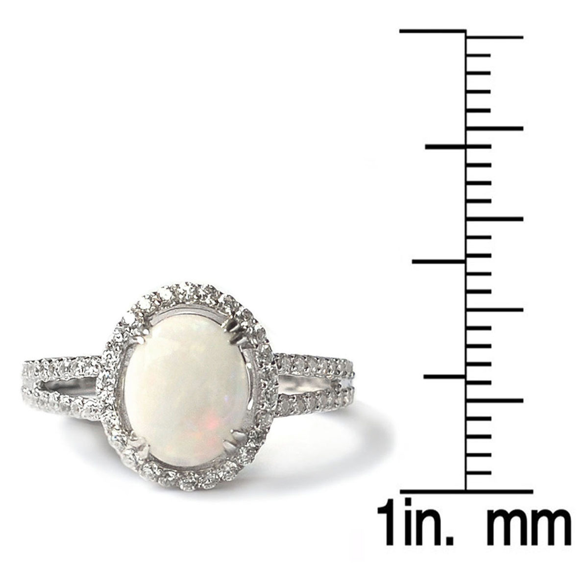 De Buman 1.4ctw Opal 925 Silver Ring Size 7/ 7.5/ 8/ 8.5/9/9.5