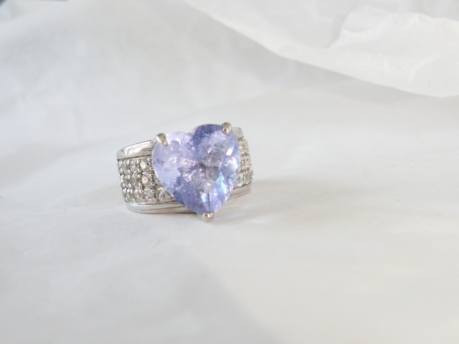 Sterling Silver 925 Natural Color Change Heart Cut Fluorite Large Ring Size 6