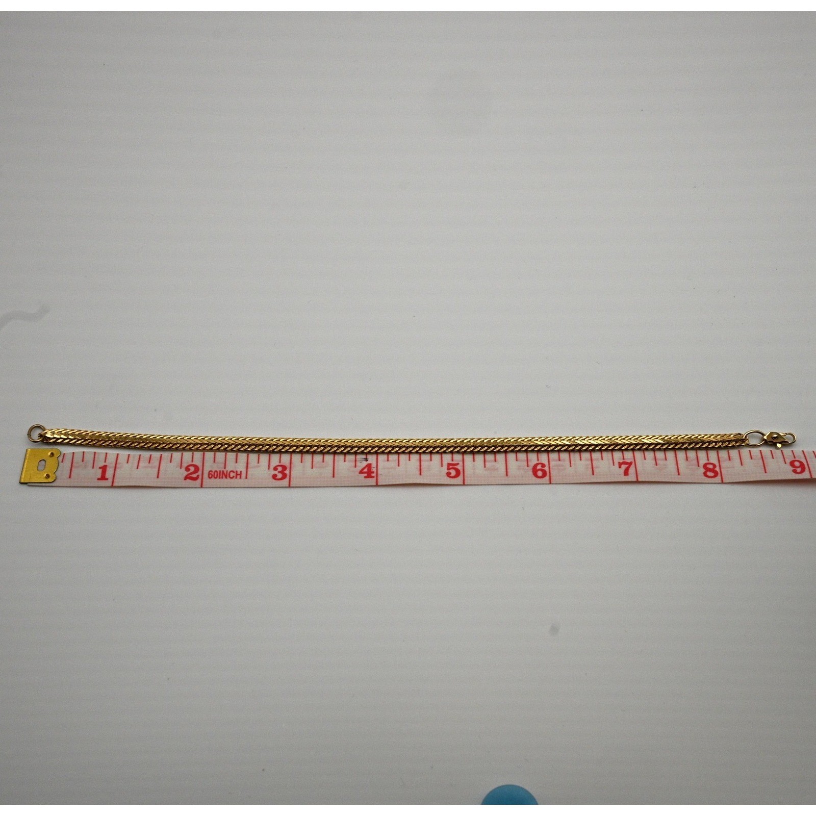 Gold Tone Herringbone Flat Snake Chain Bracelet 9.0 Inch Lobster Clasp Classic