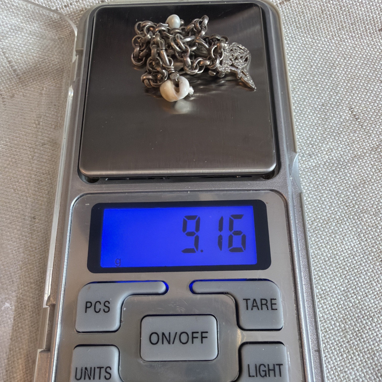 925 Sterling Silver Bracelet Multi charm Rolo Marine Style Sea Shell 8 in 9g