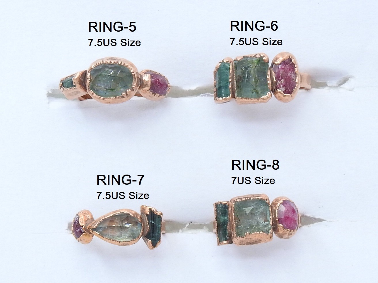 Mix Gemstones-Electra Plated-Copper Ring-Faceted Polished-Loose Stone-Gift For