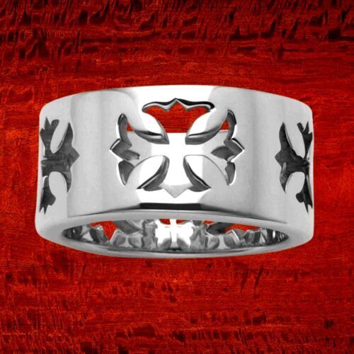 Sterling Silver Cut Out Maltese Cross Band Ring Sizes 9-10-11-12-13-14