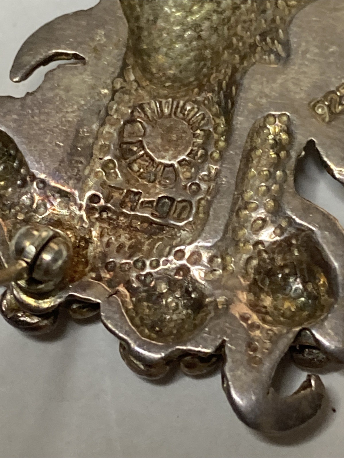 GORGEOUS Taxco Mexico Cameo Brooch Pin TR90 Art Nouveau RARE Sterling Silver