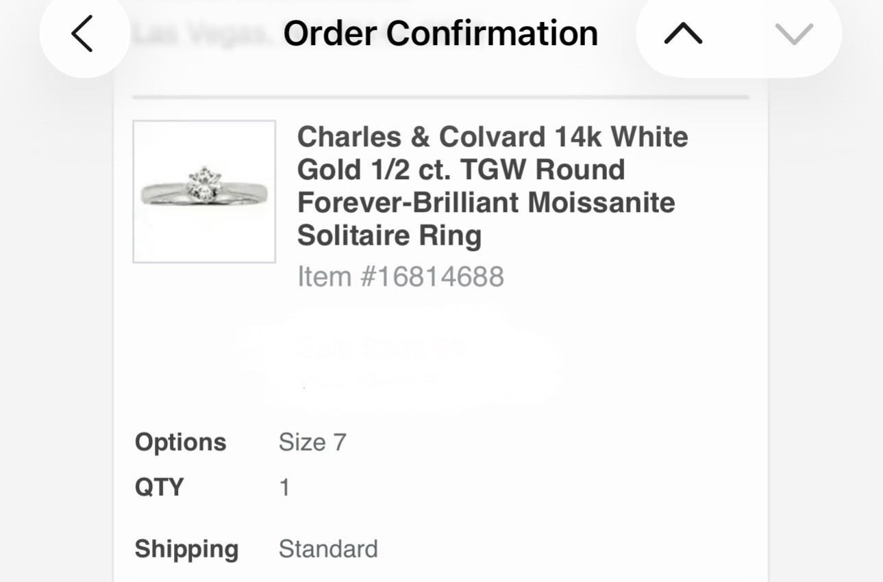 Charles & Colvard Forever-Brilliant 14k White Gold Round Moissanite Ring Size 7