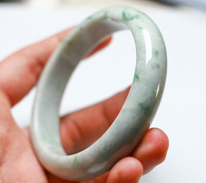 Video Certified Green Natural A JADE Jadeite Circle Bangle Bracelet 61 mm 405812
