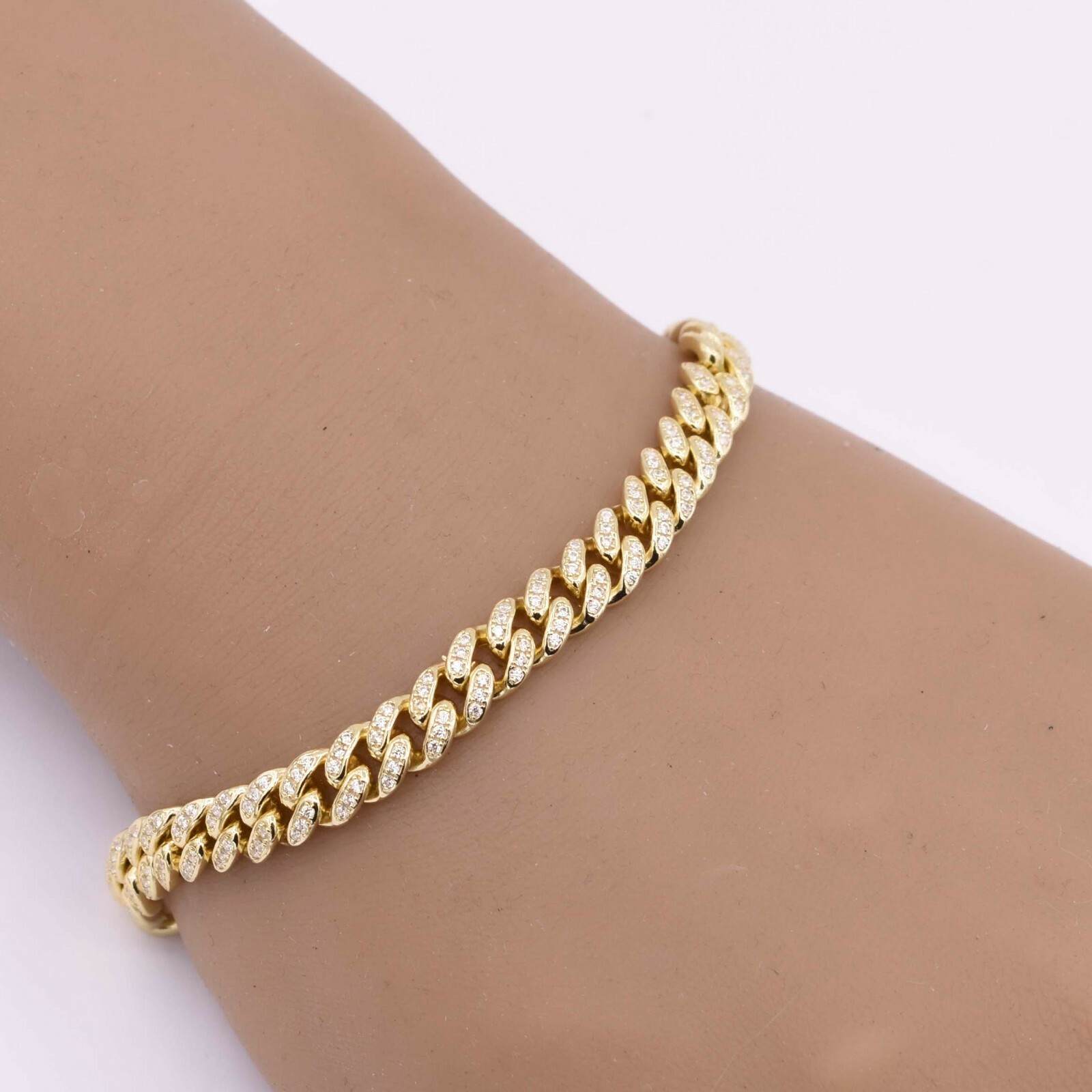 6.5mm Miami Cuban CZ Link Bracelet 14K Yellow Gold-Plated Sterling Silver 925