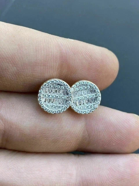 2.00Ct Round Cut Lab Created Diamond Men’s Stud Earring 14K Yellow Gold Plated
