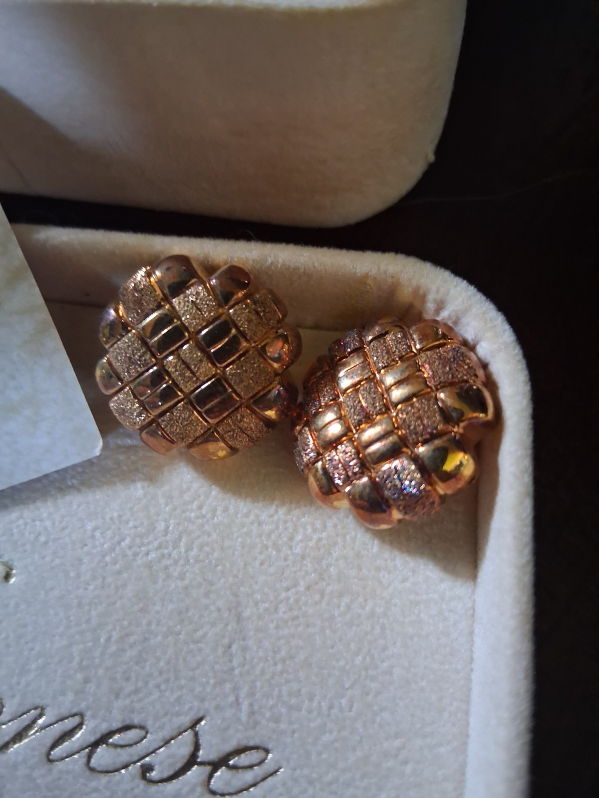 **VERONESE GOLD VERMEIL BASKET WEAVE CLIP EARRINGS**~Sterling Silver~10 Grams
