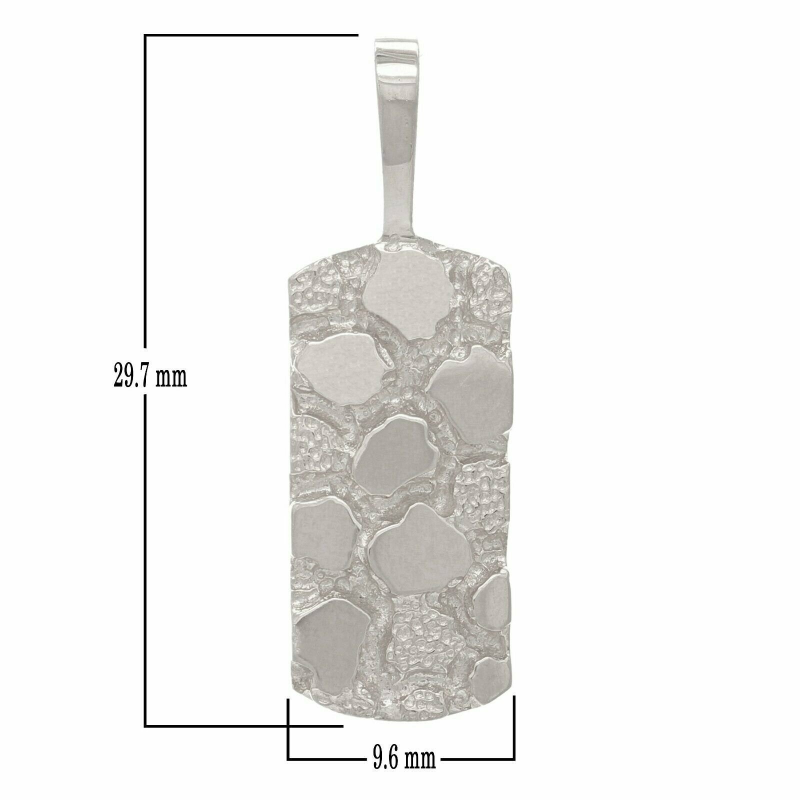 14k White Gold Rectangle Nugget Charm Pendant 3.2 grams