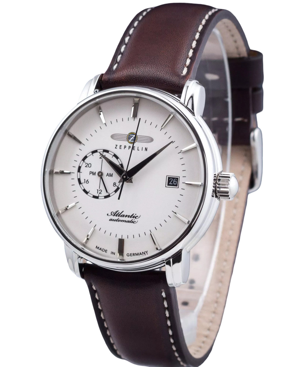 Zeppelin Atlantic Automatic Beige Dial 8470-5 Leather Band Men’s Watch