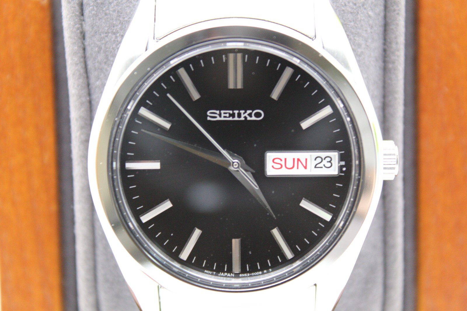 SEIKO SELECTION SBTH011 Stainless Steel Day Date Quartz Watch Black Dial 37.4mm