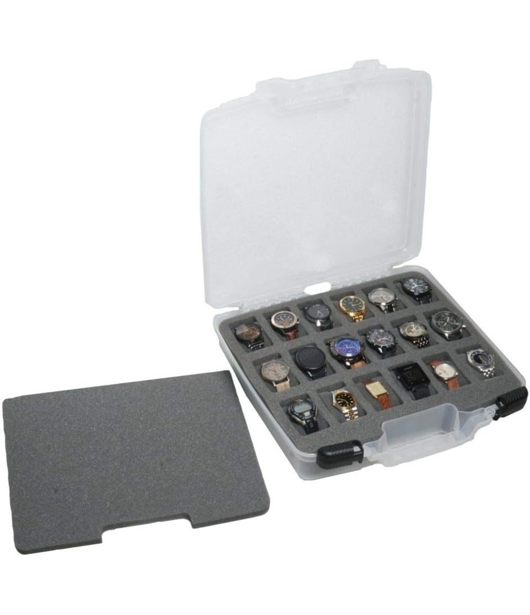 Case Club Watch Storage Box with Gray Foam Inserts, Holds 18 Watches