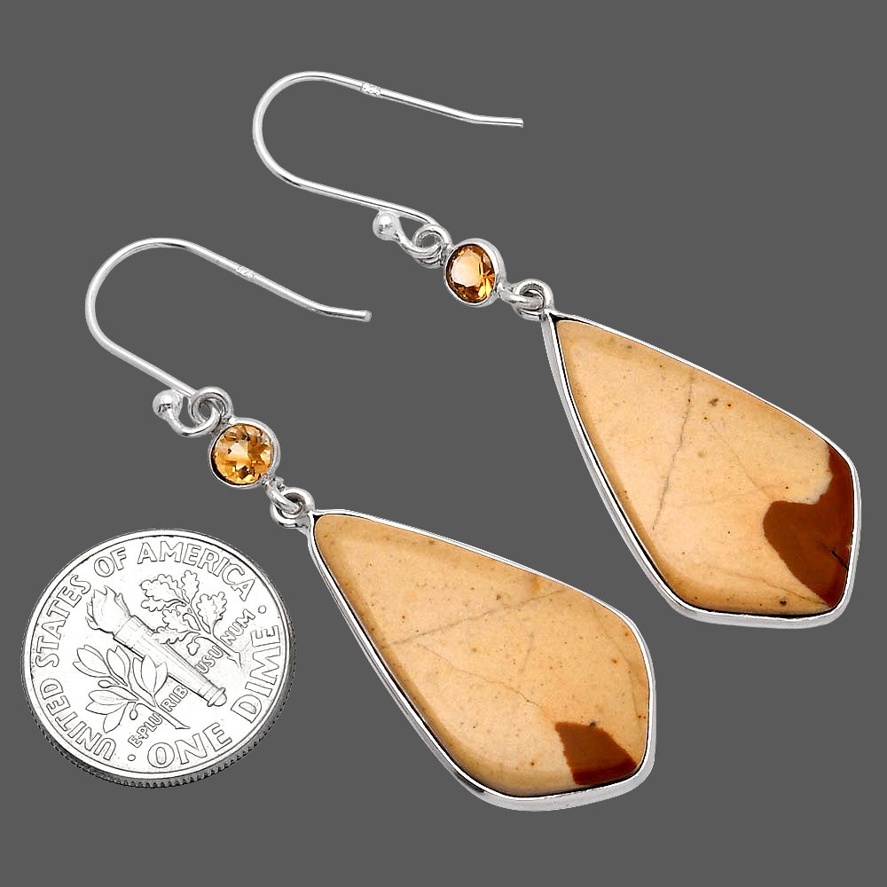 Natural Maligano Jasper & Citrine 925 Sterling Silver Earrings Jewelry E-1002