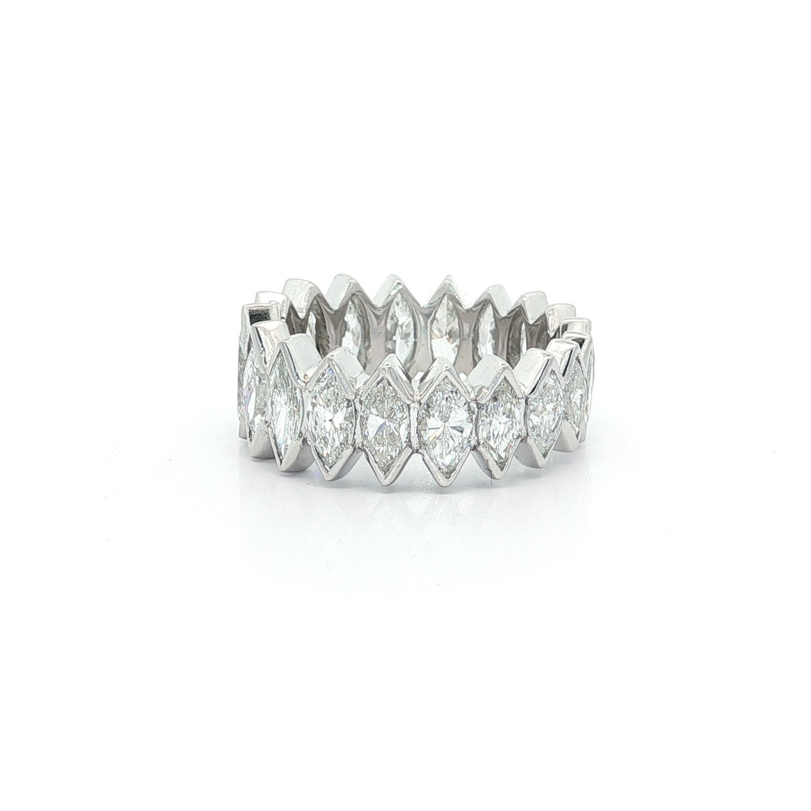 Vintage Platinum 5.5ct Marquise Diamond Channel V Prong Band Ring