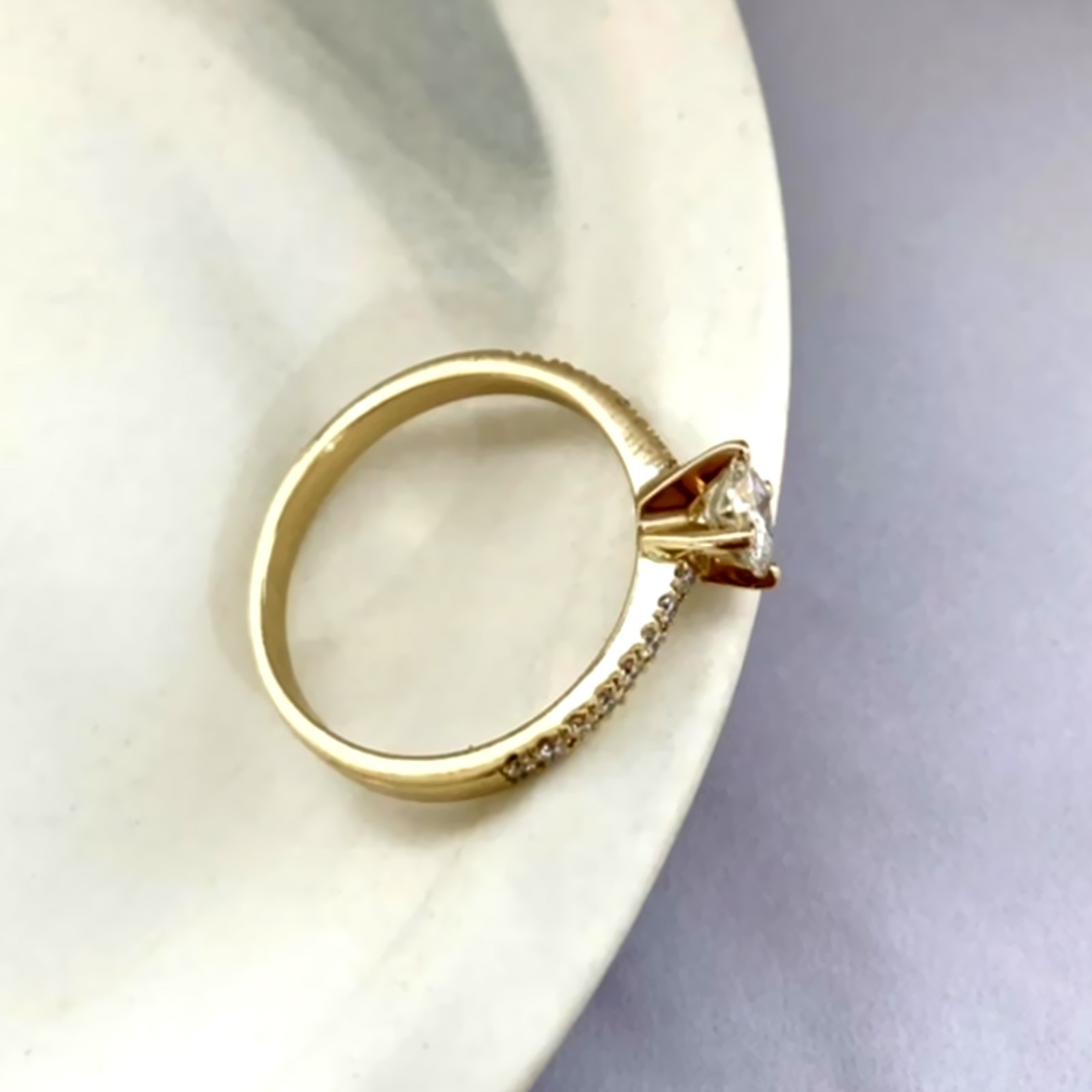 Diamond Ring Engagement Gold Lab Grown 14K Yellow E F VVS GLI Round 0.80 Carat