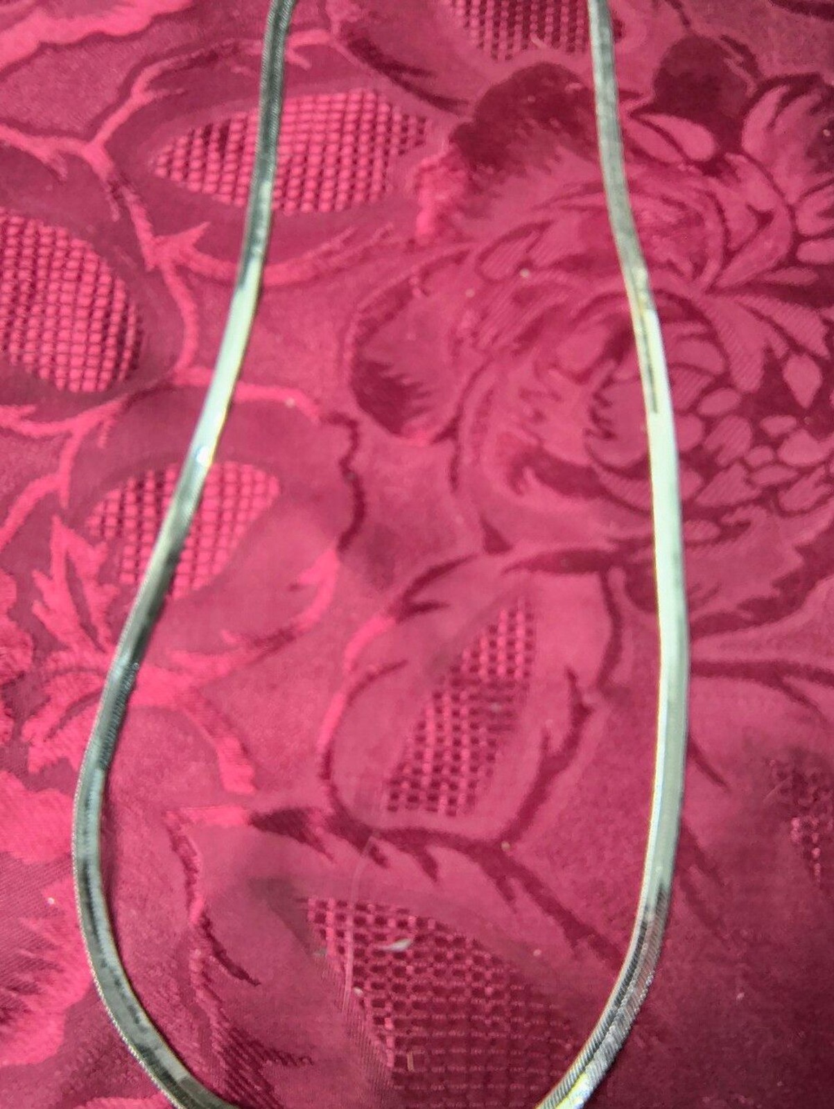 Vintage NOS 14K White Gold Plated 5mm Herringbone Necklace 18″ Flat Snake Chain