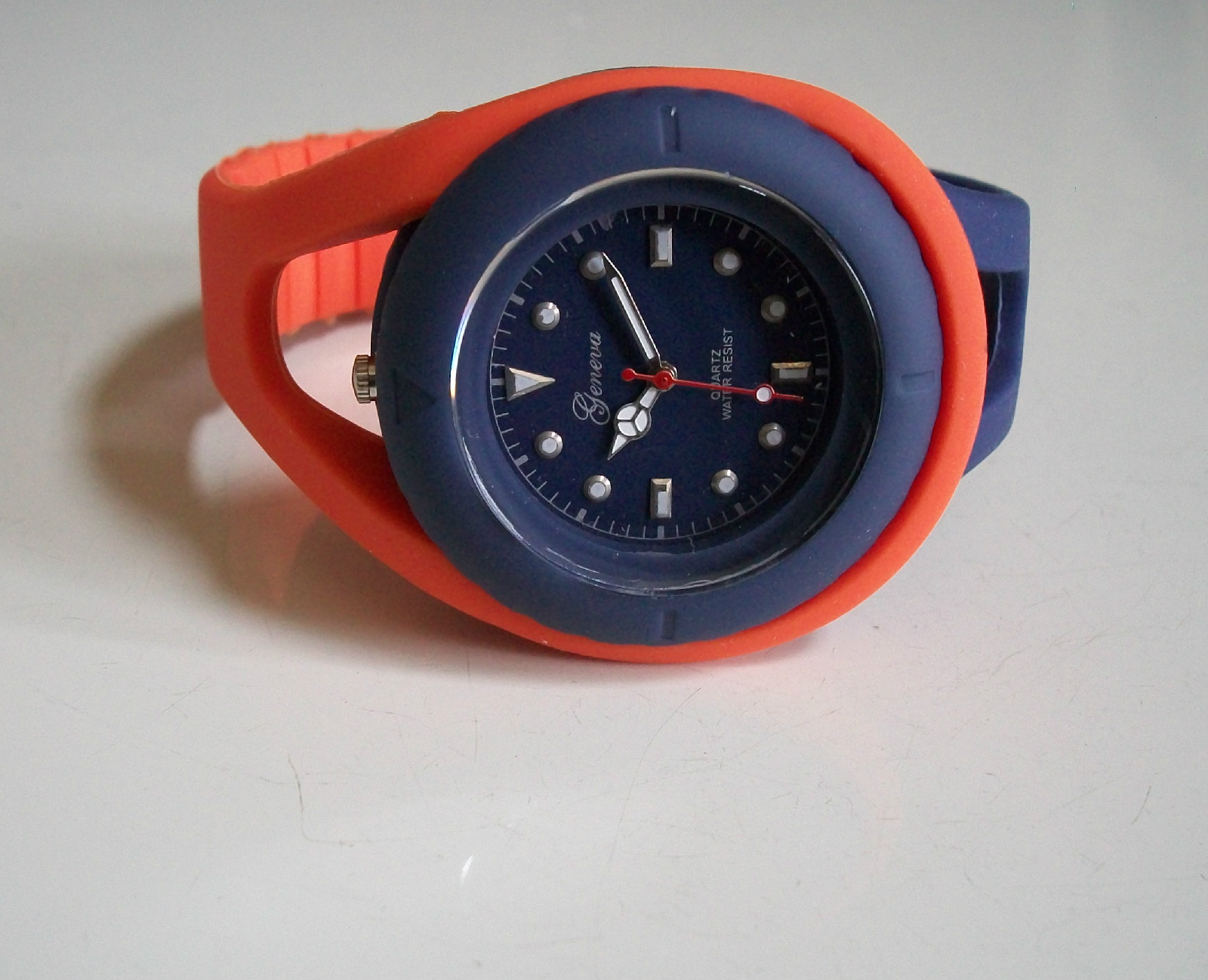 Unisex orange, green, blue, white loop silicon rubber fashion casual sport watch