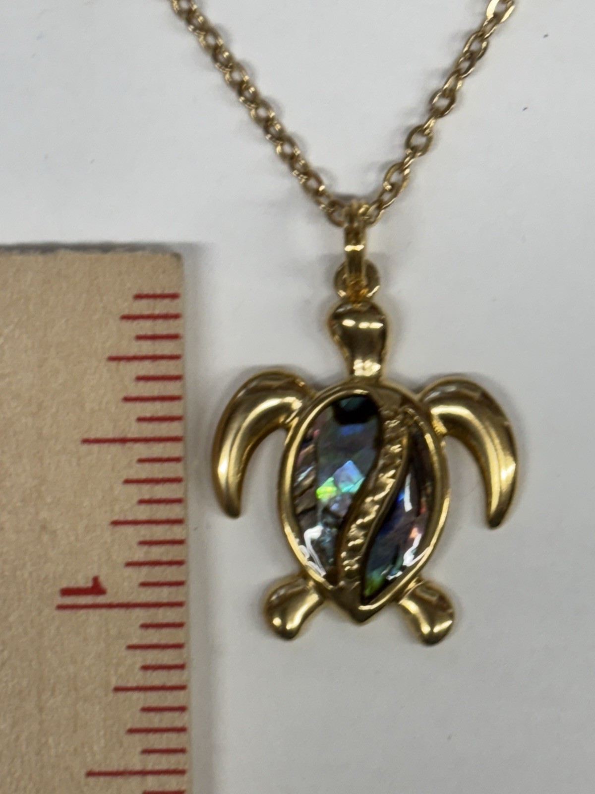 Turtle Gold Abalone Necklace Earrings Set Dangle Hook Coastal Sea Jewelry NEW
