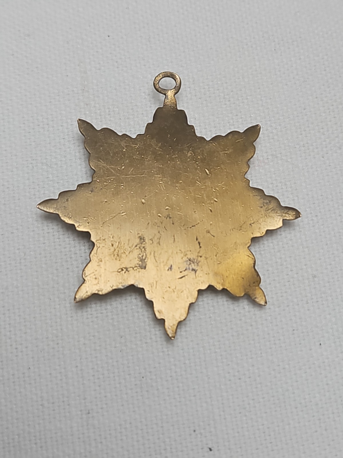 Coat of Arms France 8 Pointed Star Brass Blue and White Enamel Pendant