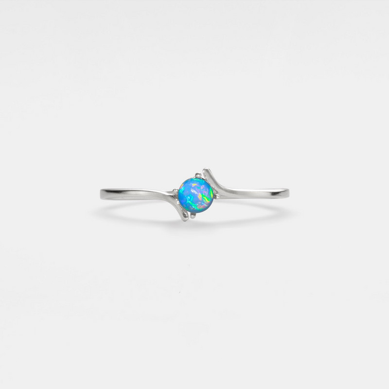 Dainty Natural Opal Stacking Thin Ring in 925 Sterling Silver