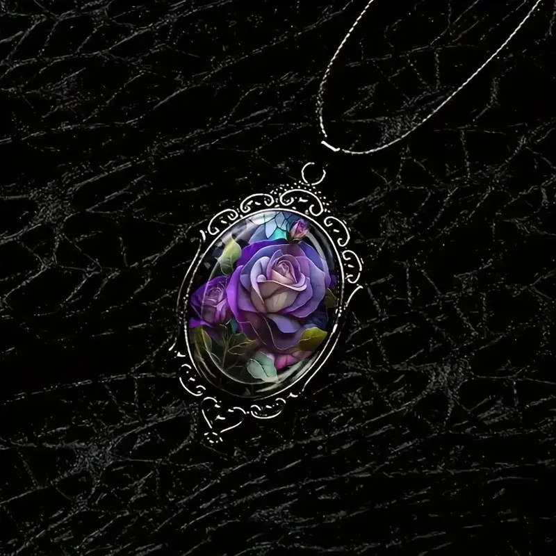 Flower Rose Gothic Pendant Jewelry Love Vintage Black Necklace D