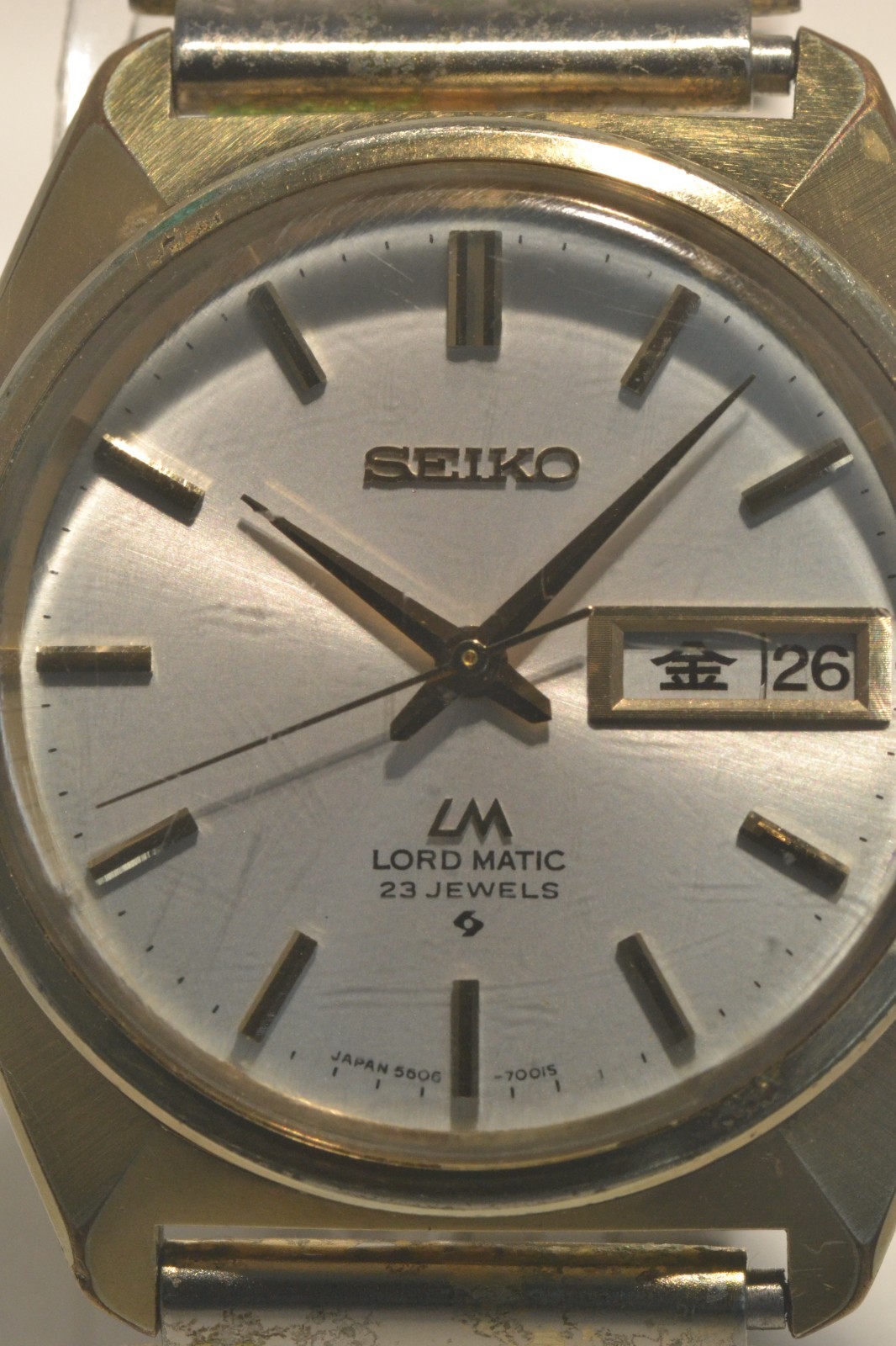 SEIKO Lord Matic 5606-7000 JNR Railway Award Kanji Day Gold LM Automatic Japan