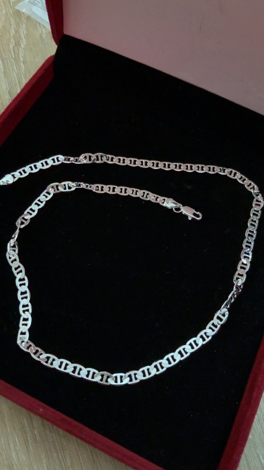 Real Marked 925 Silver Mariner Chain Necklace Italy 22 Inch 6MM