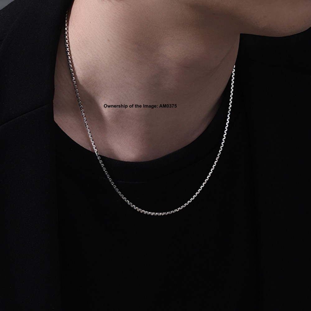 Pure 925 Sterling Silver Necklace -2.5mm Box Link Chain Necklace 50-60cm