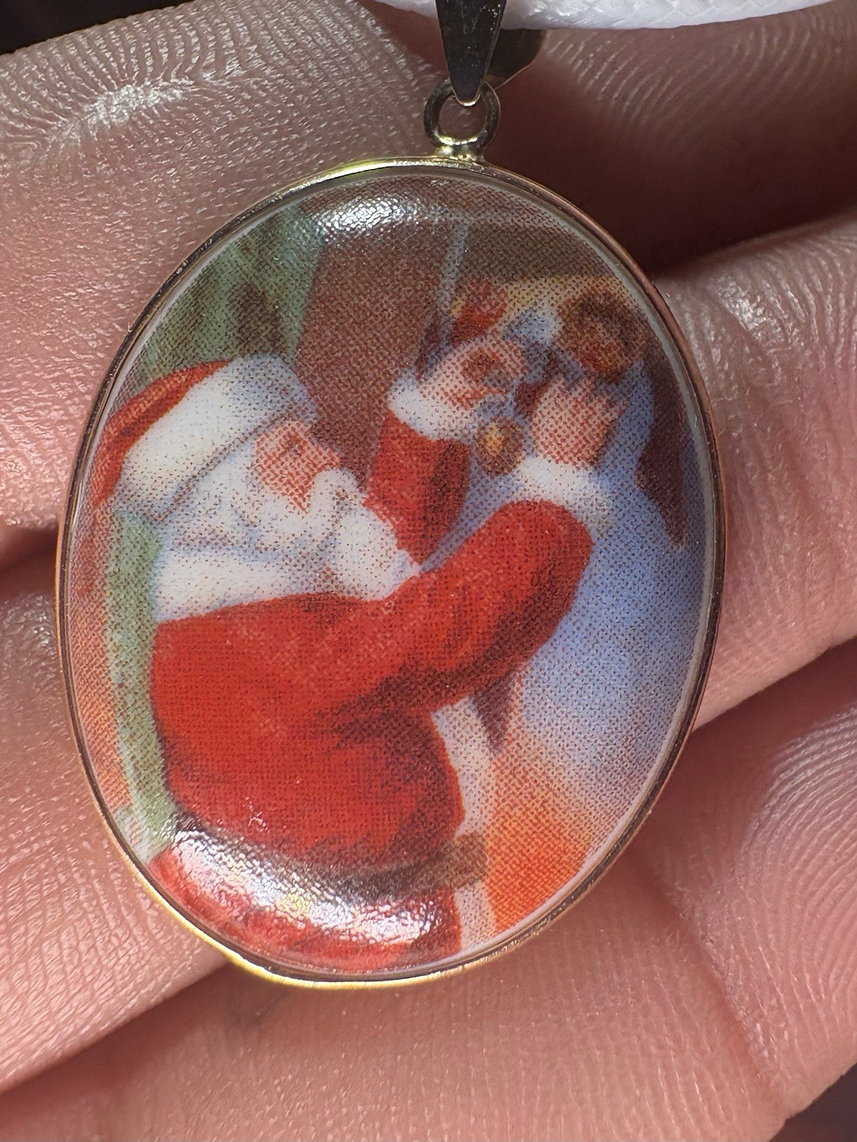 14K Yellow Gold Santa Pendant Night Before Christmas Quote 34mm 2.8mmB 3.0G MC